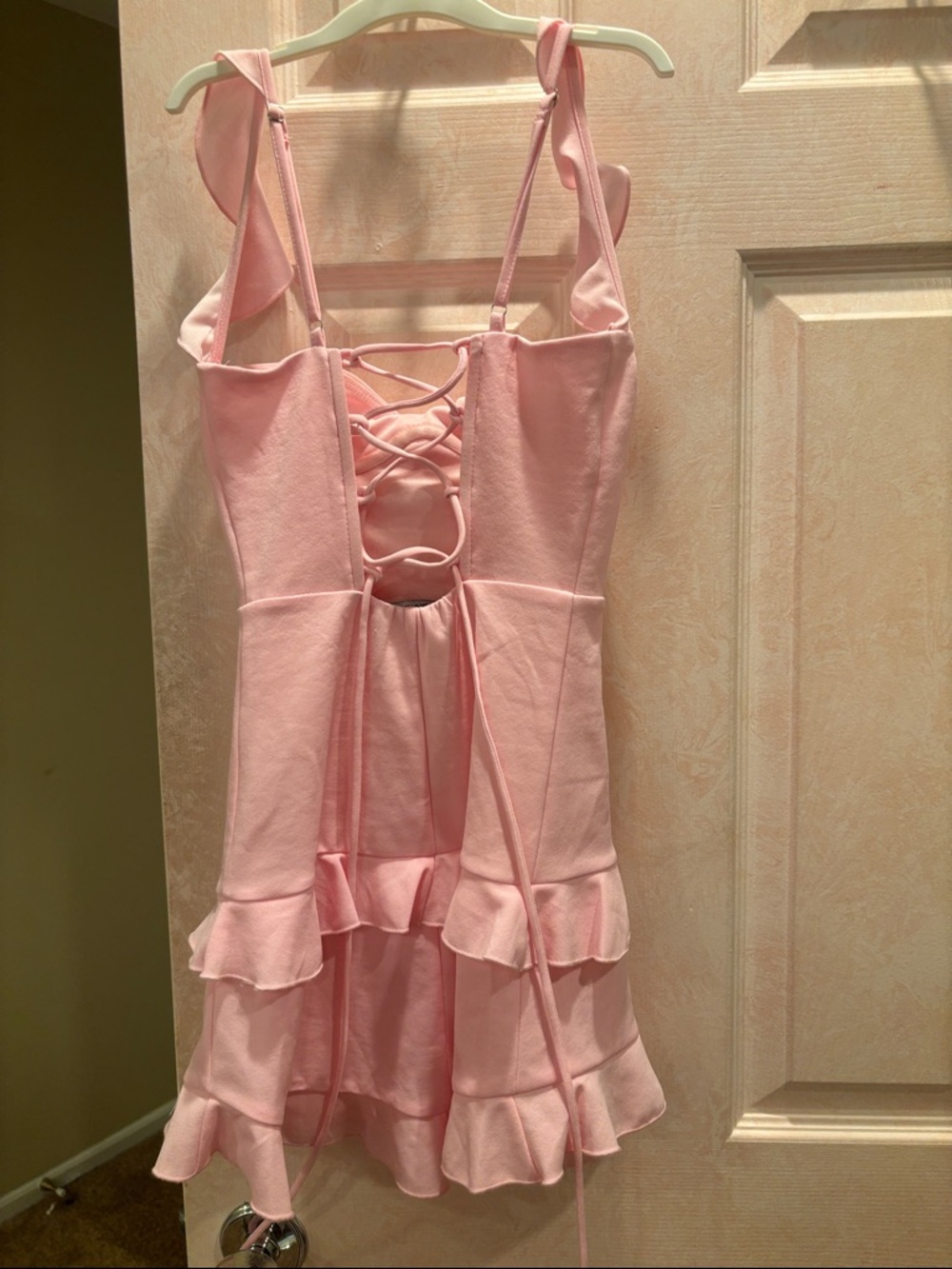 Lucy in the Sky Light Pink Ruffle-Trim Mini Dress - Picture 2 of 3